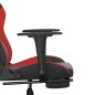 Cadeira gaming massagem + apoio pés couro artif. preto/vermelho