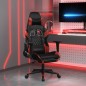 Cadeira gaming massagem + apoio couro art. preto/vermelho tinto