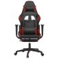 Cadeira gaming massagem + apoio couro art. preto/vermelho tinto