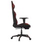 Cadeira gaming massagem + apoio couro art. preto/vermelho tinto