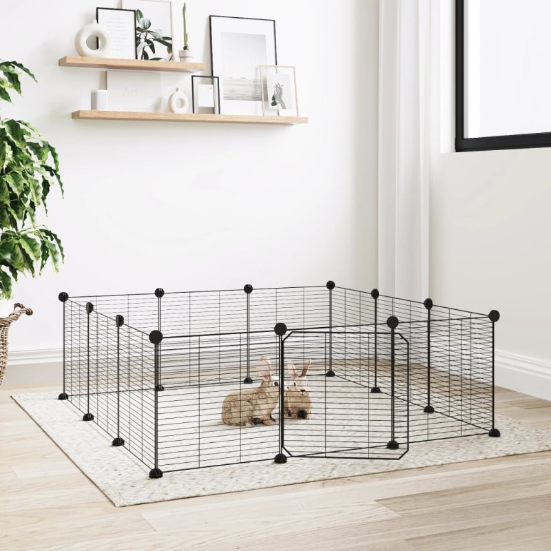 Gaiola p/ animais de 12 painéis c/porta 35x35 cm aço preto-Casotas e gaiolas para animais pequenos-Home Retail