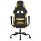 vidaxL Cadeira de gaming com apoio de pés tecido preto e amarelo