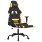 vidaxL Cadeira de gaming com apoio de pés tecido preto e amarelo