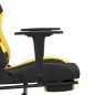 vidaxL Cadeira de gaming com apoio de pés tecido preto e amarelo