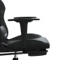 Cadeira gaming massagens c/ apoio pés couro artif. preto