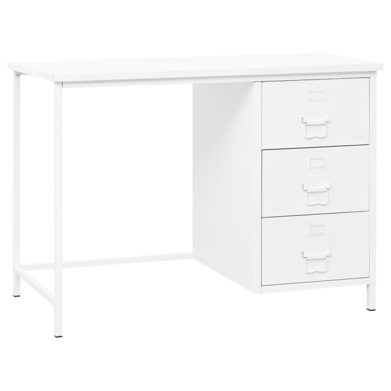 Secretária industrial c/ gavetas 105x52x75 cm aço branco-Escrivaninhas-Home Retail