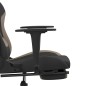 vidaxL Cadeira de gaming com apoio de pés tecido preto e Taupe