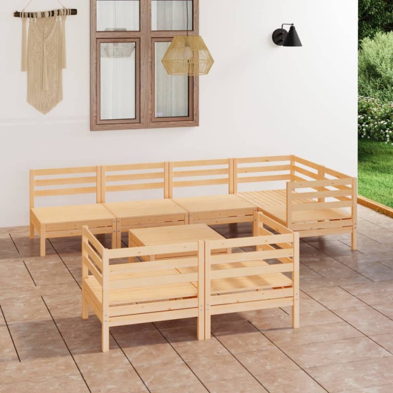 8 pcs conjunto lounge de jardim pinho maciço-Conjuntos de jardim-Home Retail