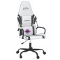 Cadeira gaming massagens couro artificial branco e preto