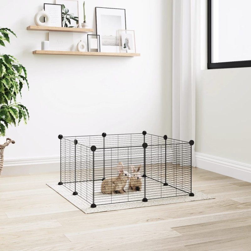 Gaiola p/ animais de estimação com 8 painéis 35x35 cm aço preto-Casotas e gaiolas para animais pequenos-Home Retail