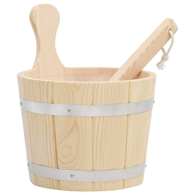 VidaXL Conjunto de balde e concha de sauna madeira de pinho maciça-Acessórios de sauna-Home Retail