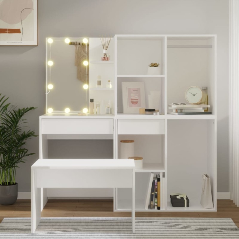 Conjunto toucador com LEDs madeira processada branco-Conjuntos de móveis para quarto-Home Retail