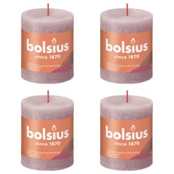 Bolsius Velas rústicas cilíndricas Shine 4 pcs 80x68 mm rosa cinza