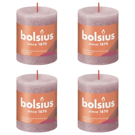 Bolsius Velas rústicas cilíndricas Shine 4 pcs 80x68 mm rosa cinza