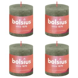 Bolsius Velas rústicas cilíndricas Shine 4pcs 80x68 mm azeitona fresca