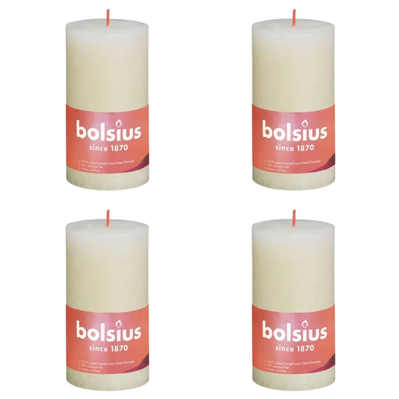 Bolsius Velas rústicas cilíndricas Shine 4 pcs 130x68 mm pérola suave-Velas-Home Retail