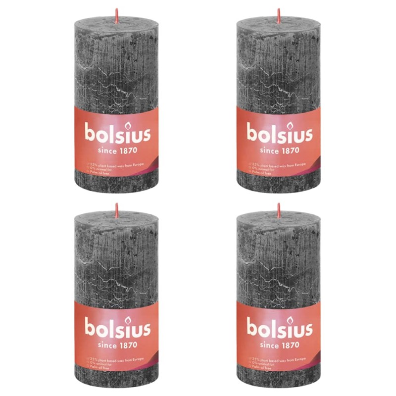 Bolsius Velas rústicas cilíndri. Shine 4pcs 130x68mm cinza tempestade-Velas-Home Retail