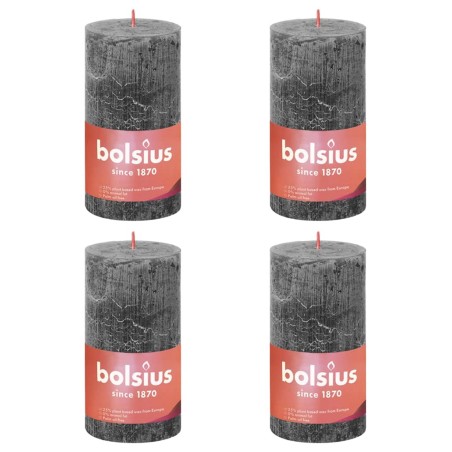 Bolsius Velas rústicas cilíndri. Shine 4pcs 130x68mm cinza tempestade