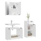 3 pcs conjunto móveis casa de banho madeira processada branco