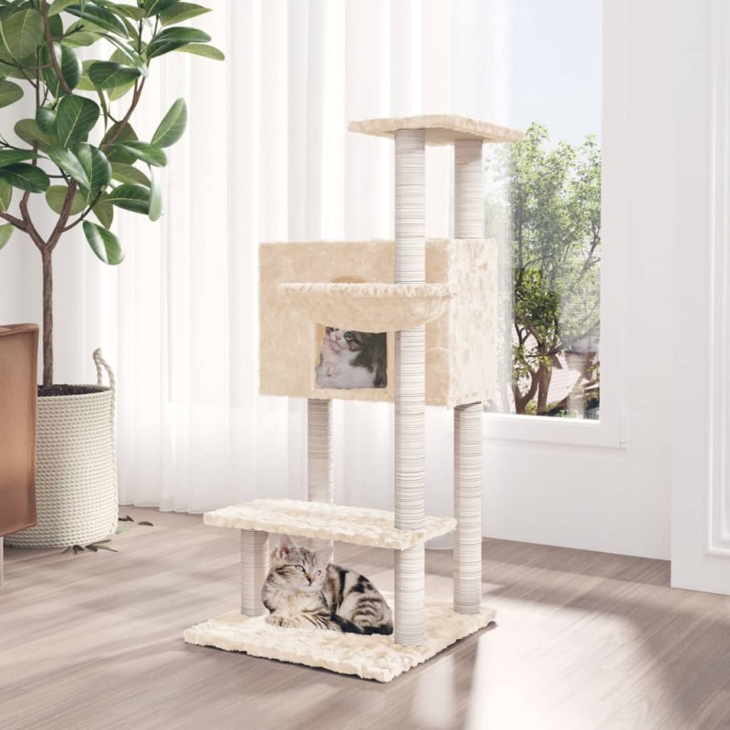 Árvore p/ gatos c/ postes arranhadores sisal 108,5 cm cor creme-Móveis para gatos-Home Retail