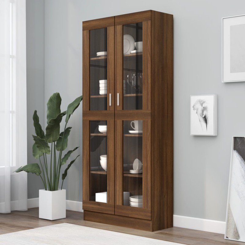 Vitrine 82,5x30,5x185,5 cm derivados madeira carvalho castanho-Estantes para livros-Home Retail