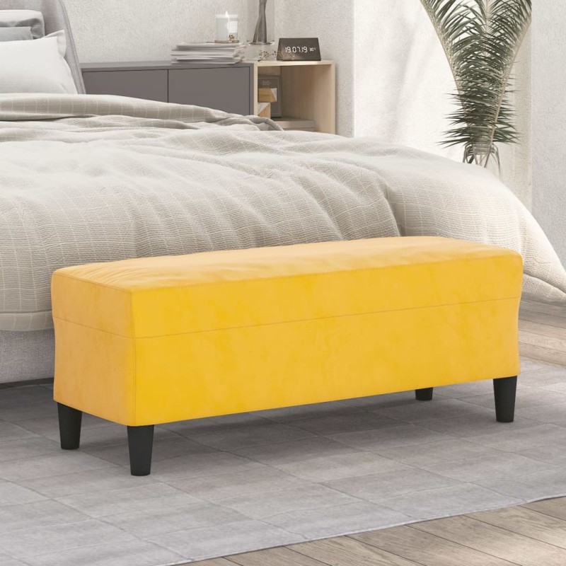 Banco 100x35x41 cm veludo amarelo-Bancos-Home Retail