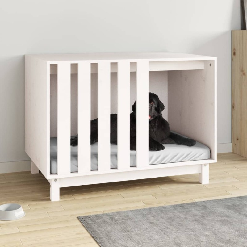 Casota para cães 90x60x67 cm madeira de pinho maciça branco-Casotas para cães-Home Retail