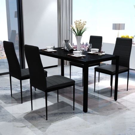 Conjunto mesa de jantar 5 pcs preto