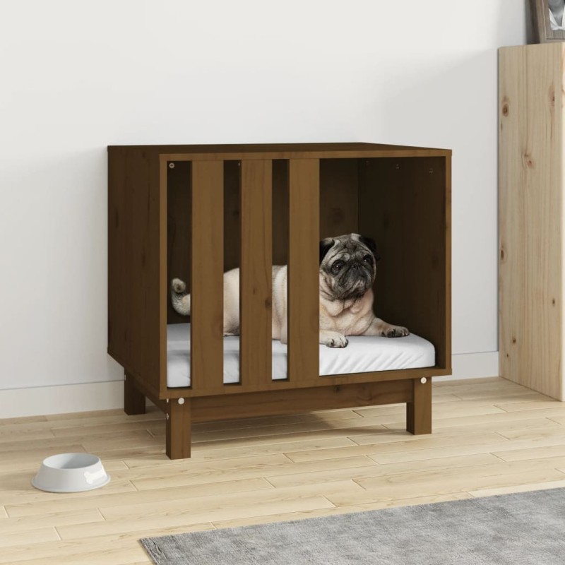 Casota para cães 60x45x57 cm pinho maciço castanho mel-Casotas para cães-Home Retail