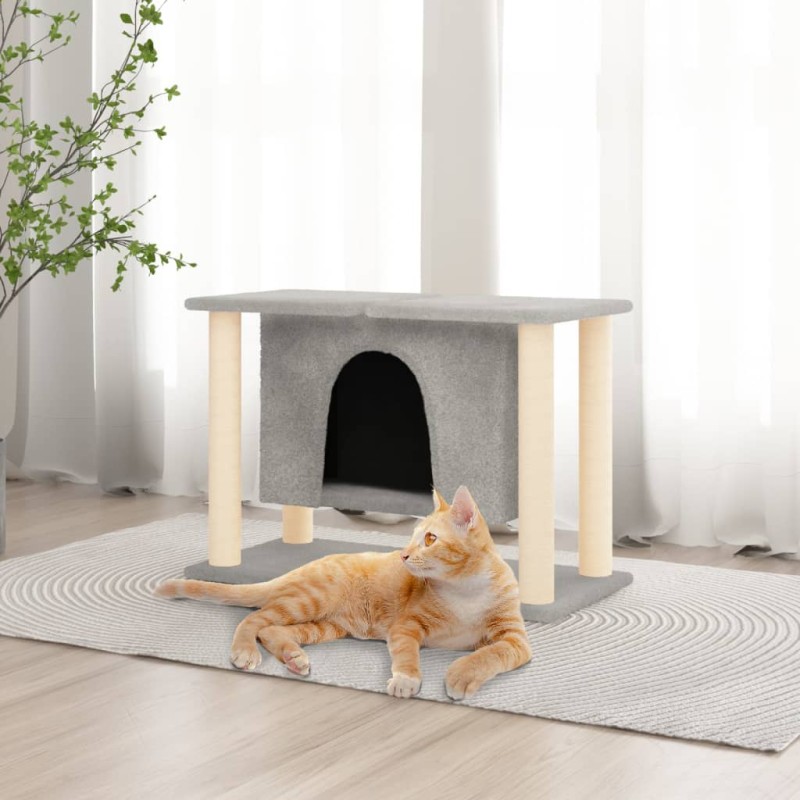 Árvore p/ gatos c/ postes arranhadores sisal 50 cm cinza-claro-Móveis para gatos-Home Retail