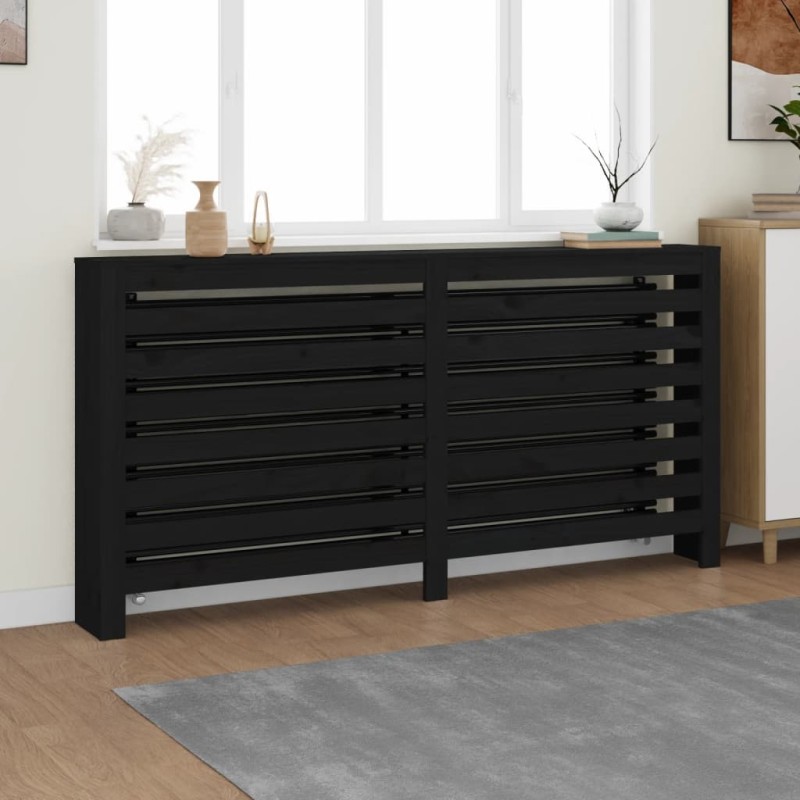 Cobertura de radiador 169x19x84 cm pinho maciço preto-Acessórios para aquecedores-Home Retail