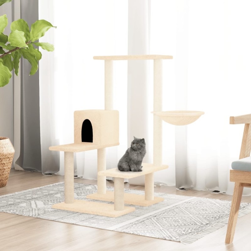 Árvore para gatos c/ postes arranhadores sisal 94,5cm cor creme-Móveis para gatos-Home Retail