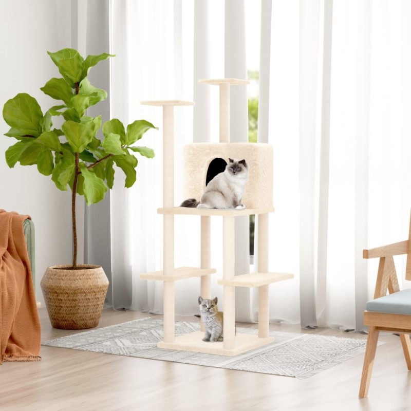 Árvore p/ gatos c/ postes arranhadores sisal 144,5 cm cor creme-Móveis para gatos-Home Retail