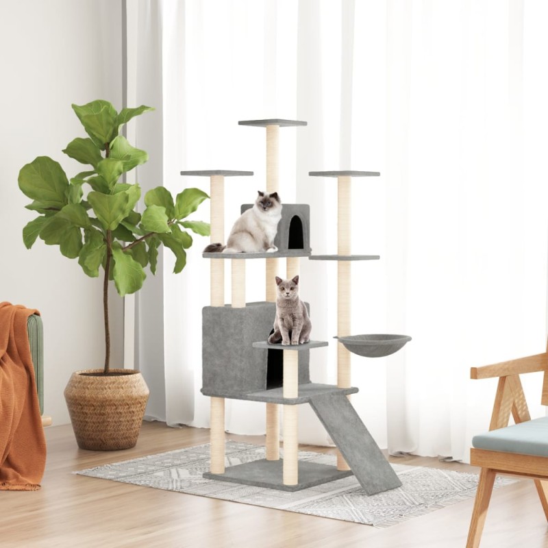 Árvore p/ gatos c/ postes arranhadores sisal 154 cm cinza-claro-Móveis para gatos-Home Retail