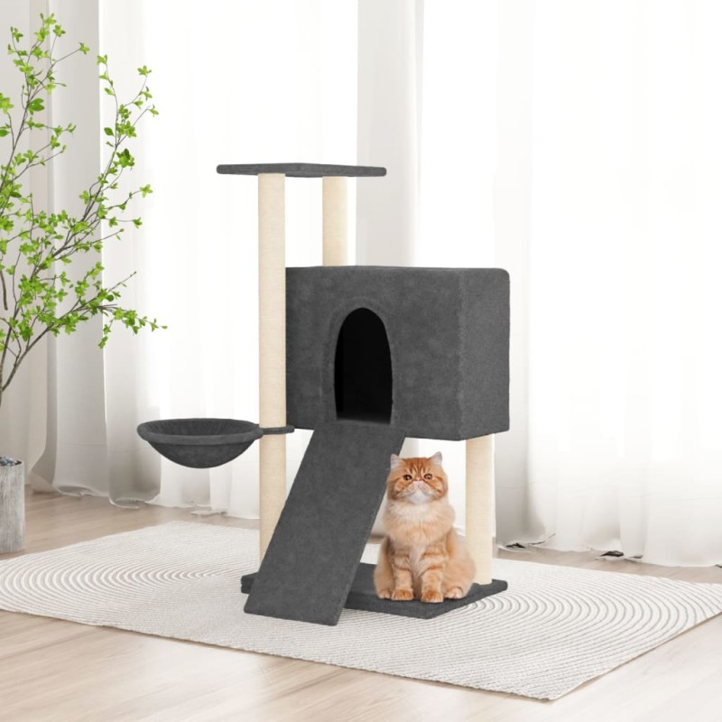 Árvore p/ gatos c/ postes arranhadores sisal 96 cm cinza-escuro-Móveis para gatos-Home Retail