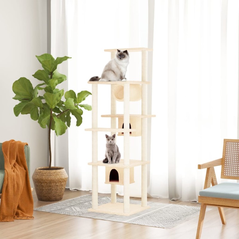 Árvore para gatos c/ postes arranhadores sisal 169 cm cor creme-Móveis para gatos-Home Retail