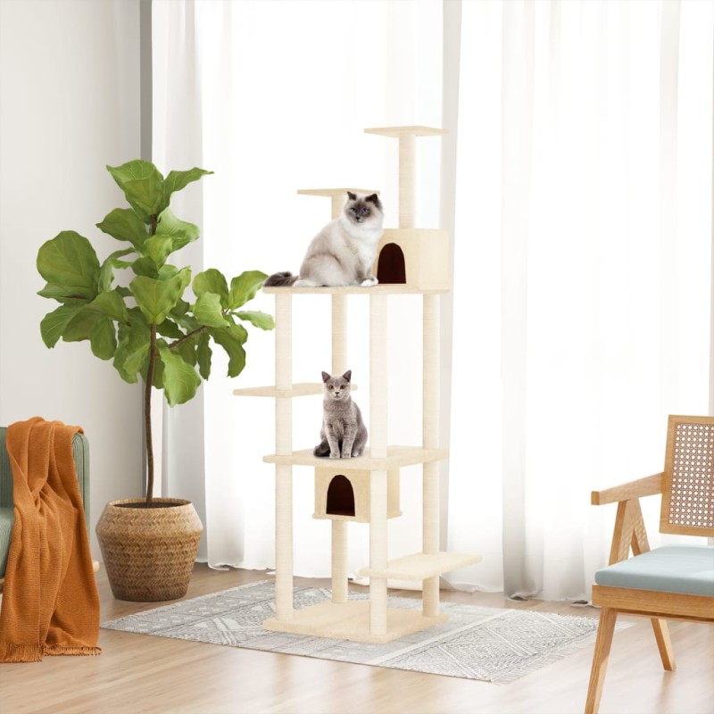 Árvore p/ gatos c/ postes arranhadores sisal 176 cm cor creme-Móveis para gatos-Home Retail