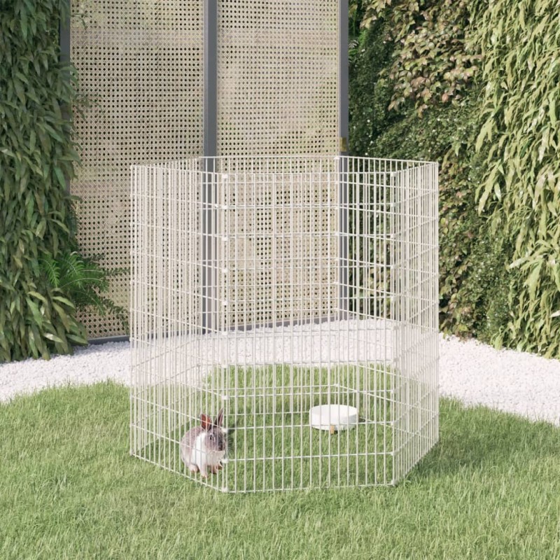 Recinto exterior p/ animais 6 painéis 54x100cm ferro galvaniz.-Casotas e gaiolas para animais pequenos-Home Retail