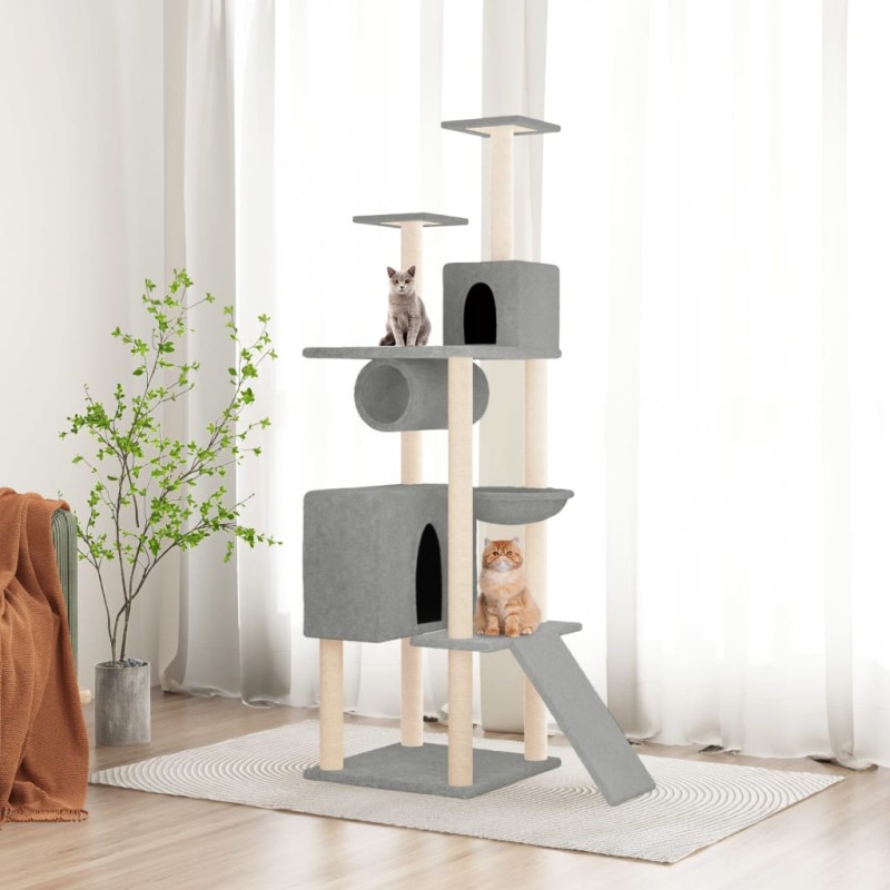 Árvore p/ gatos c/ postes arranhadores sisal 168 cm cinza-claro-Móveis para gatos-Home Retail