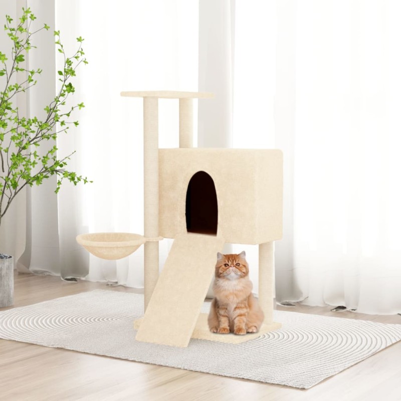 Árvore para gatos c/ postes arranhadores sisal 96 cm cor creme-Móveis para gatos-Home Retail