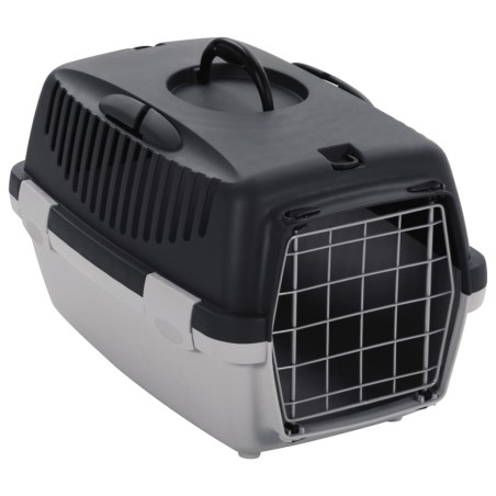 Transportadora animais de estimação 48x32x31cm PP cinza/preto