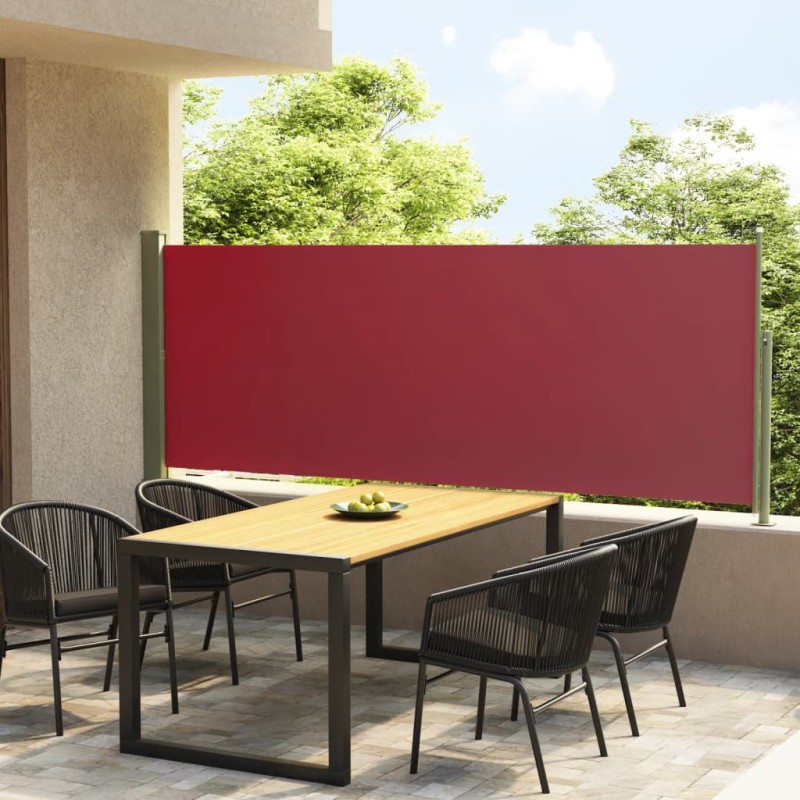 Toldo lateral retrátil para pátio 117x300 cm vermelho-Guarda-sóis e telas de varanda-Home Retail