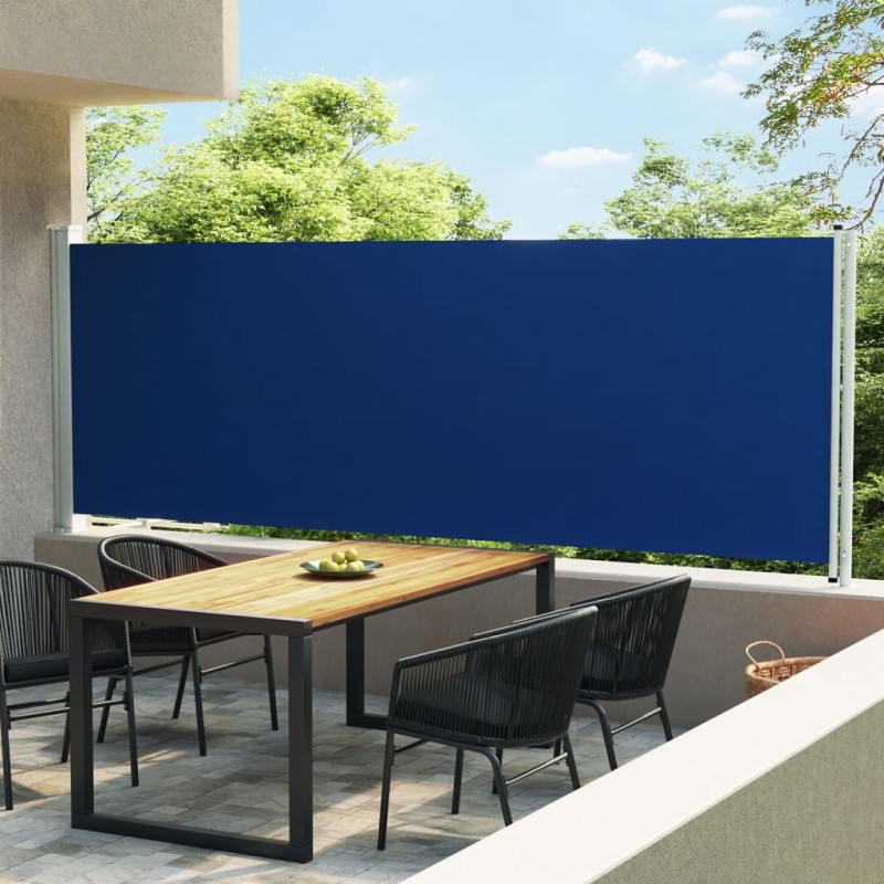 Toldo lateral retrátil para pátio 160x600 cm azul-Guarda-sóis e telas de varanda-Home Retail