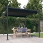 Gazebo de jardim com telhado retrátil 3x3 m antracite