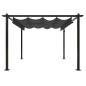 Gazebo de jardim com telhado retrátil 3x3 m antracite