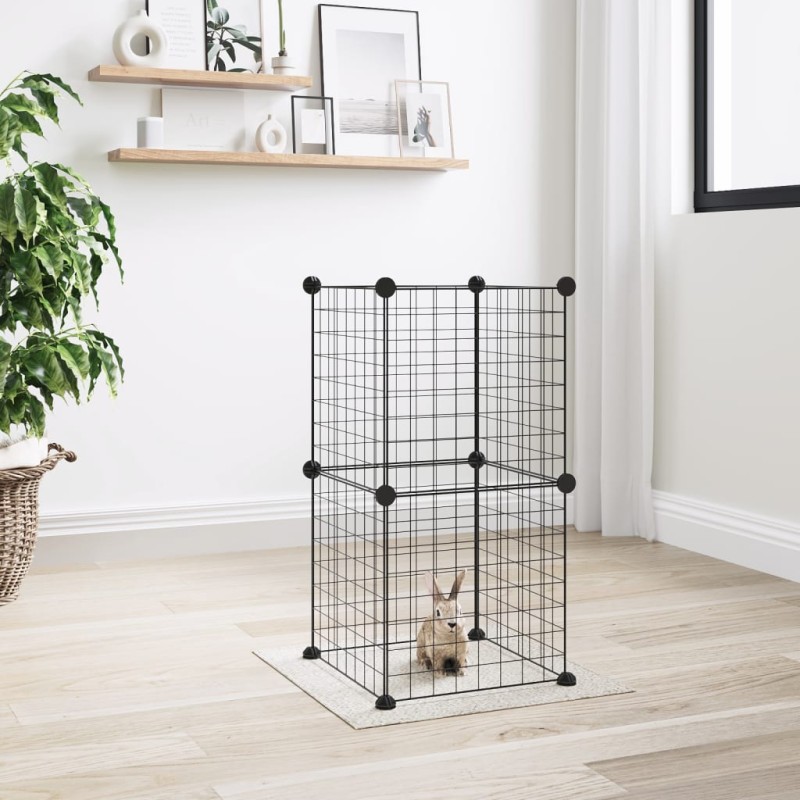 Gaiola p/ animais de estimação com 8 painéis 35x35 cm aço preto-Casotas e gaiolas para animais pequenos-Home Retail