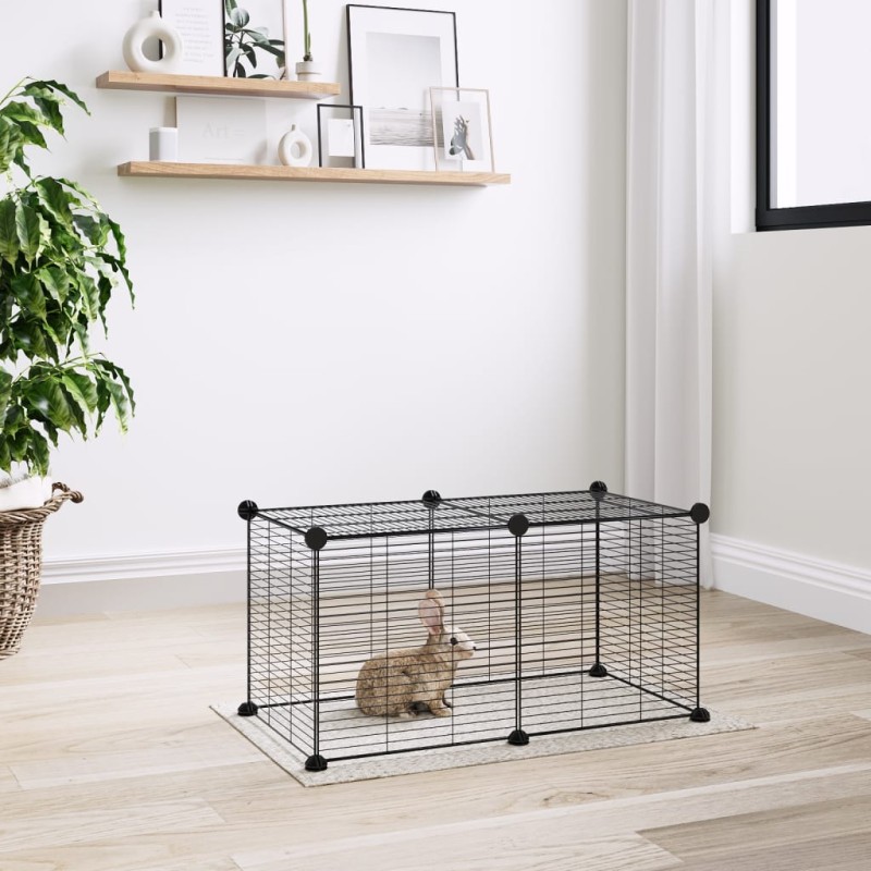 Gaiola p/ animais de estimação com 8 painéis 35x35 cm aço preto-Casotas e gaiolas para animais pequenos-Home Retail