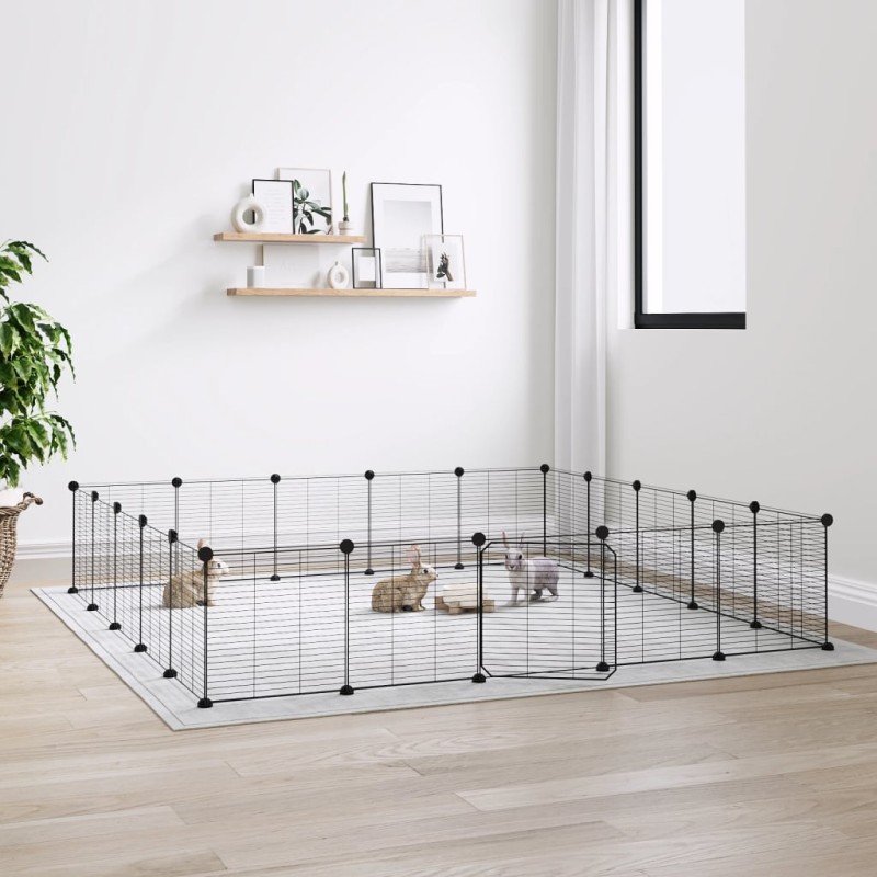 Gaiola p/ animais de 20 painéis c/ porta 35x35 cm aço preto-Casotas e gaiolas para animais pequenos-Home Retail