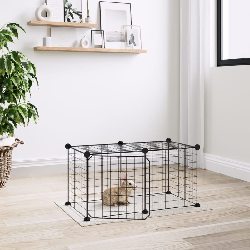 Gaiola p/ animais de 8 painéis c/ porta 35x35 cm aço preto-Casotas e gaiolas para animais pequenos-Home Retail