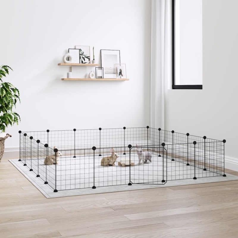 Gaiola p/ animais de 20 painéis c/ porta 35x35 cm aço preto-Casotas e gaiolas para animais pequenos-Home Retail